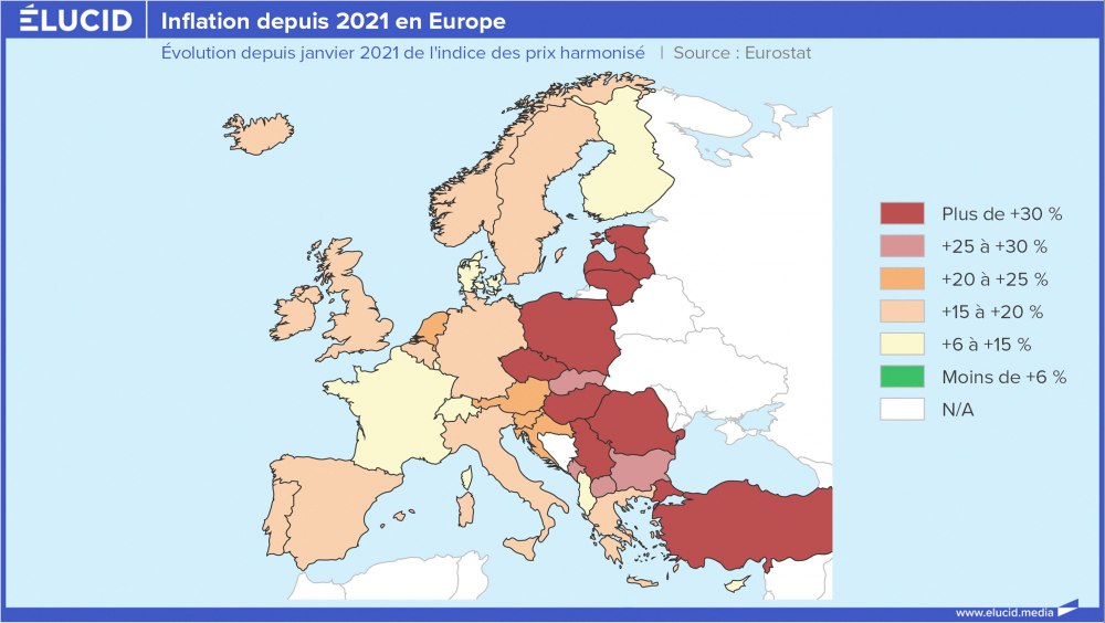 Inflation depuis 2021 en Europe Inflation depuis 2021 en Europe
