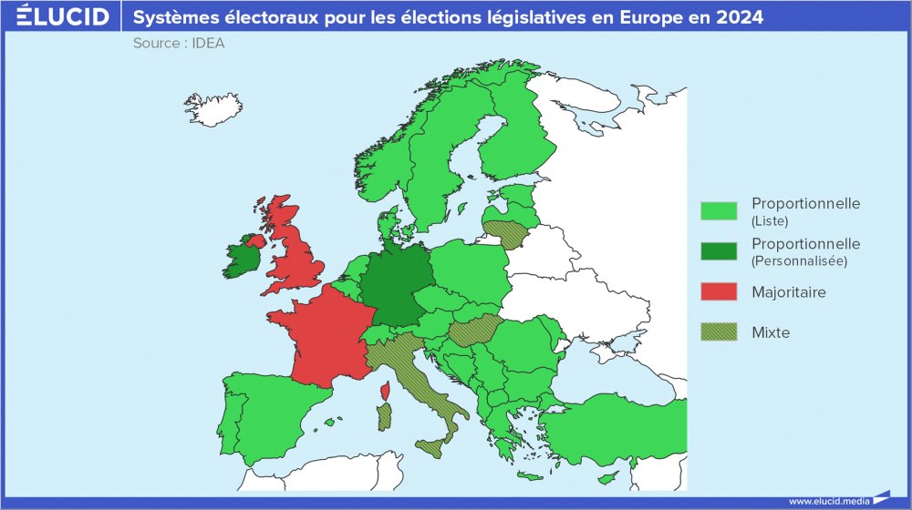 Systèmes électoraux pour les élections législatives en Europe en 2024