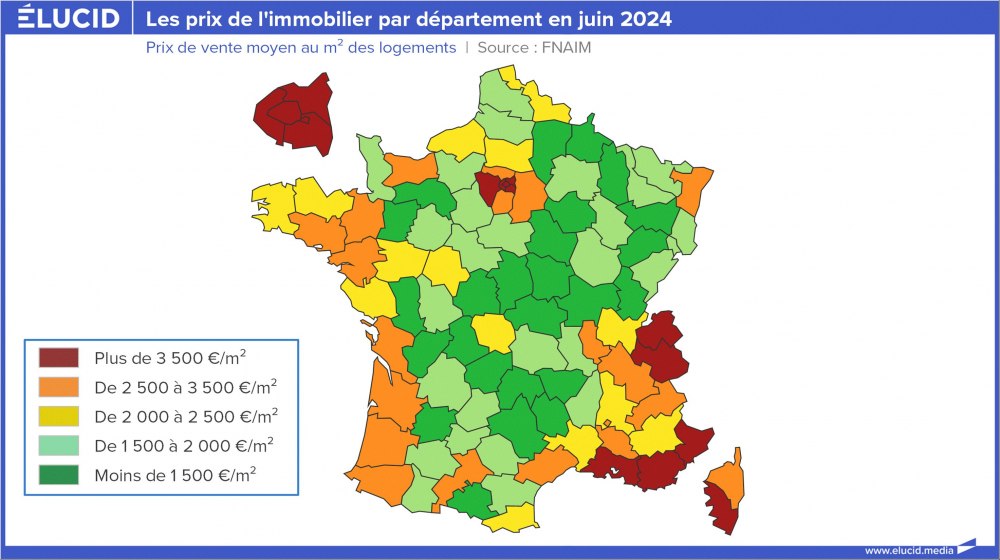 Les prix de l'immobilier par département en juin 2024